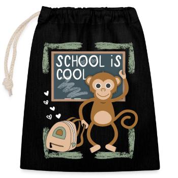 School, school enrolment, first graders, funny saying - Closable cotton gift bag (25x30cm) - black - Front