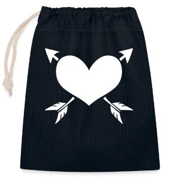 Herz Pfeil - Verschließbarer Geschenkbeutel aus Baumwolle (25x30cm) - Navy - Vorne
