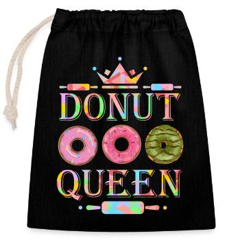 Donuts, beignets au four, donut queen dicton drôle - Sac cadeau en coton avec cordon (25 x 30 cm) - noir - Devant