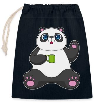 Panda Mug - Sac cadeau en coton avec cordon (25 x 30 cm) - bleu marine - Devant