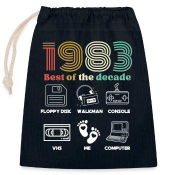 Best of the Decade 1983 - Humour Anniversaire - Sac cadeau en coton avec cordon (25 x 30 cm) - bleu marine - Devant
