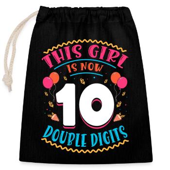 Cette fille a maintenant 10 | Thème Cupcake - Sac cadeau en coton avec cordon (25 x 30 cm) - noir - Devant