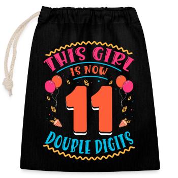 Cette fille a maintenant 11 | Thème Cupcake - Sac cadeau en coton avec cordon (25 x 30 cm) - noir - Devant