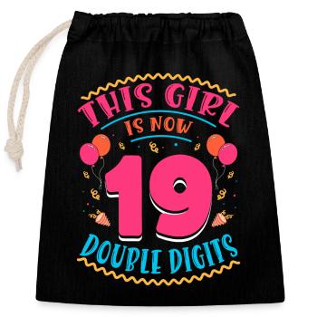 Cette fille a maintenant 19 | Thème Cupcake - Sac cadeau en coton avec cordon (25 x 30 cm) - noir - Devant