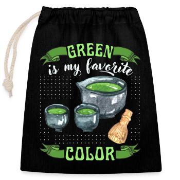 Matcha Tee, grüner Tee, lustiger Spruch - Verschließbarer Geschenkbeutel aus Baumwolle (25x30cm) - Schwarz - Vorne