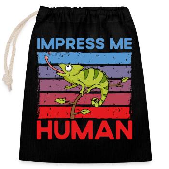 Impressionnez-moi Humain - Sac cadeau en coton avec cordon (25 x 30 cm) - noir - Devant