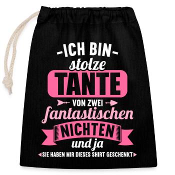 stolze Tante von zwei fantastischen Nichten - Verschließbarer Geschenkbeutel aus Baumwolle (25x30cm) - Schwarz - Vorne
