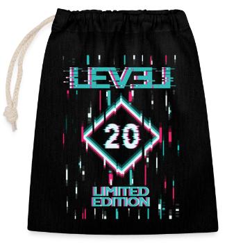 Birthday Level 20 Gaming Édition Limitée Gamer - Sac cadeau en coton avec cordon (25 x 30 cm) - noir - Devant