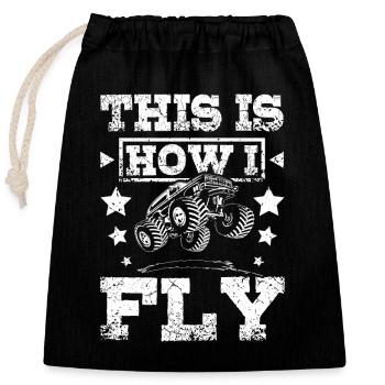 Voici comment je pilote monster truck - Sac cadeau en coton avec cordon (25 x 30 cm) - noir - Devant
