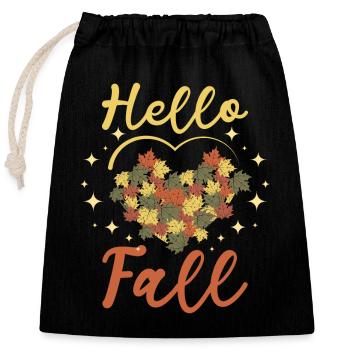 Love autumn hello fall - Closable cotton gift bag (25x30cm) - black - Front