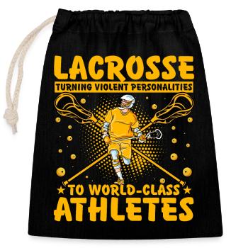 Lacrosse Funny saying - Closable cotton gift bag (25x30cm) - black - Front