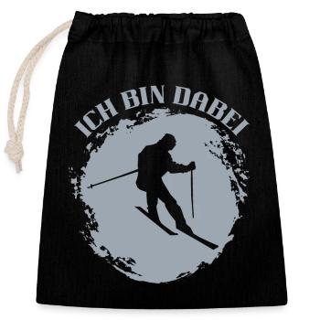 Ich Bin Dabei - Skiing Winter Sports - Verschließbarer Geschenkbeutel aus Baumwolle (25x30cm) - Schwarz - Vorne