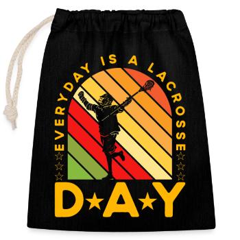 Everyday is a Lacrosse Day - Closable cotton gift bag (25x30cm) - black - Front