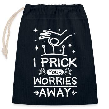 Je pique tes soucis - Sac cadeau en coton avec cordon (25 x 30 cm) - bleu marine - Devant