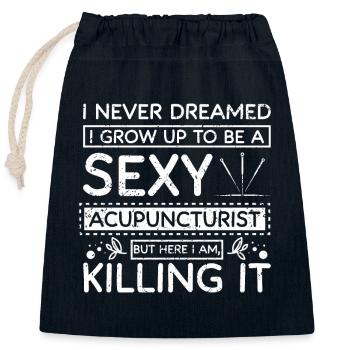 Sexy acupuncturist - Closable cotton gift bag (25x30cm) - navy - Front