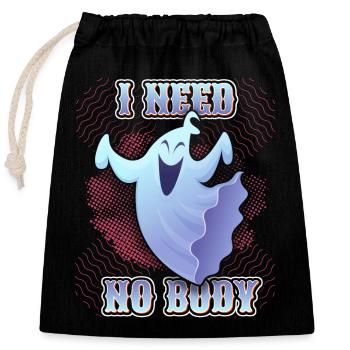 Funny Ghost, Saying Halloween Comic Book Style - Closable cotton gift bag (25x30cm) - black - Front