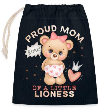 Mami-Mutti, Mom-Mama, Löwen-Mama Baby-Girl Spruch - Verschließbarer Geschenkbeutel aus Baumwolle (25x30cm) - Navy - Vorne