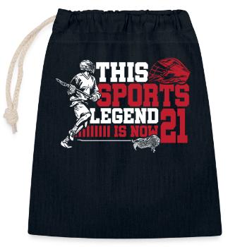 Cette légende du sport a maintenant 21 ans, match de crosse - Sac cadeau en coton avec cordon (25 x 30 cm) - bleu marine - Devant