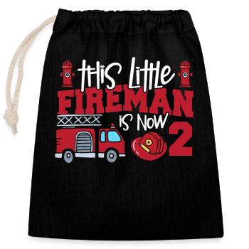 Ce petit pompier a maintenant 2 ans, - Sac cadeau en coton avec cordon (25 x 30 cm) - noir - Devant