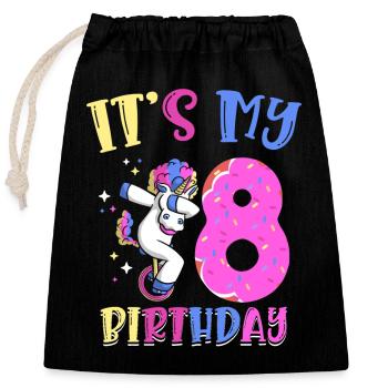 C’est mon poney licorne éclatant de 8 ans 8. - Sac cadeau en coton avec cordon (25 x 30 cm) - noir - Devant