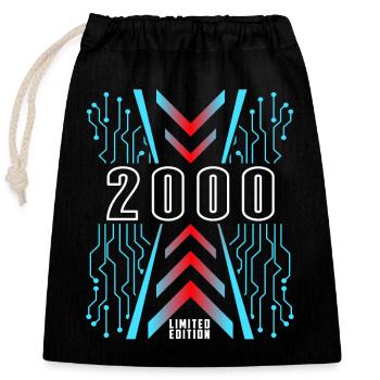 Anniversaire 2000 Gaming Édition Limitée Gamer - Sac cadeau en coton avec cordon (25 x 30 cm) - noir - Devant