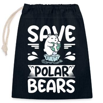 Save polar bears - Verschließbarer Geschenkbeutel aus Baumwolle (25x30cm) - Navy - Vorne