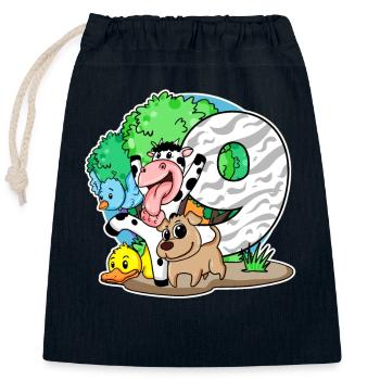 9th birthday Cute animals 9 years old - Closable cotton gift bag (25x30cm) - navy - Front