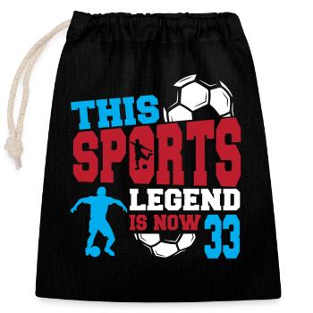 Cette légende sportive a maintenant 33 ans, match de football 33. - Sac cadeau en coton avec cordon (25 x 30 cm) - noir - Devant
