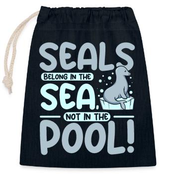 Les phoques appartiennent à la mer et non à la piscine - Sac cadeau en coton avec cordon (25 x 30 cm) - bleu marine - Devant