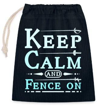 Keep calm and fence on - Verschließbarer Geschenkbeutel aus Baumwolle (25x30cm) - Navy - Vorne