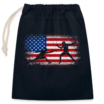 Usa American Flag Fencing 4th of july - Verschließbarer Geschenkbeutel aus Baumwolle (25x30cm) - Navy - Vorne