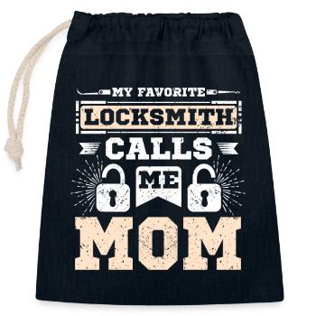 My favorite locksmith calls me mom - Verschließbarer Geschenkbeutel aus Baumwolle (25x30cm) - Navy - Vorne