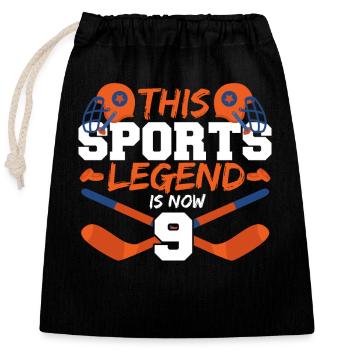 Cette légende sportive a maintenant 9 ans, le hockey match 9. - Sac cadeau en coton avec cordon (25 x 30 cm) - noir - Devant