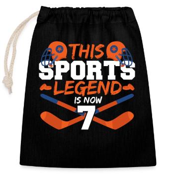 Cette légende sportive a maintenant 7 ans, le hockey sur glace 7. - Sac cadeau en coton avec cordon (25 x 30 cm) - noir - Devant