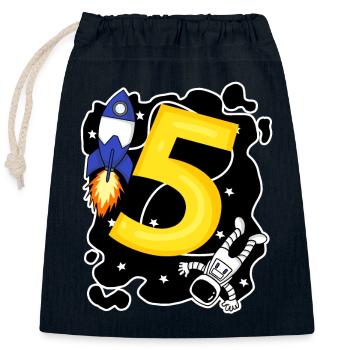 Young 5 years old astronaut - Closable cotton gift bag (25x30cm) - navy - Front