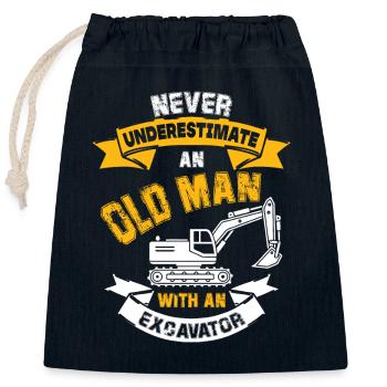 Ne sous-estimez jamais un conducteur de pelle - Sac cadeau en coton avec cordon (25 x 30 cm) - bleu marine - Devant