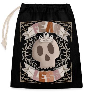 Skull-with-Crown, Spell Fear-Less, Skull - Closable cotton gift bag (25x30cm) - black - Front