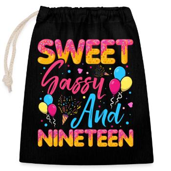 Sweet Sassy And Nineteen Sprinkles Delicious - Verschließbarer Geschenkbeutel aus Baumwolle (25x30cm) - Schwarz - Vorne