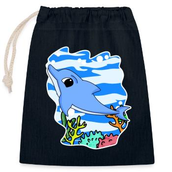 Dolphin - Mammal Marine Animal Nature Conservation Environment - Closable cotton gift bag (25x30cm) - navy - Front