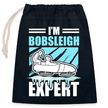 Bob Sledge Sledge Winter Sports Expert - Closable cotton gift bag (25x30cm) - navy - Front