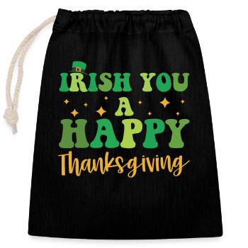 Irish Leaves For A Happy Thanksgiving - Closable cotton gift bag (25x30cm) - black - Front