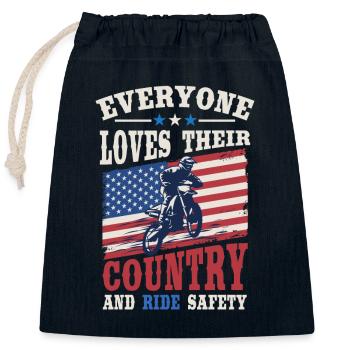 Drapeau américain Motocross Dirt Bike - Sac cadeau en coton avec cordon (25 x 30 cm) - bleu marine - Devant