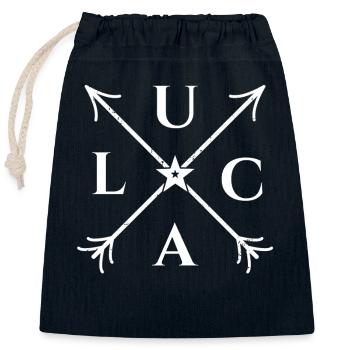 Luca X- Form Motiv Luca Geschenk - Verschließbarer Geschenkbeutel aus Baumwolle (25x30cm) - Navy - Vorne
