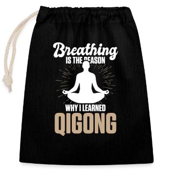 Qigong Chinesische Kampfkunst Gung China Qi Go - Verschließbarer Geschenkbeutel aus Baumwolle (25x30cm) - Schwarz - Vorne