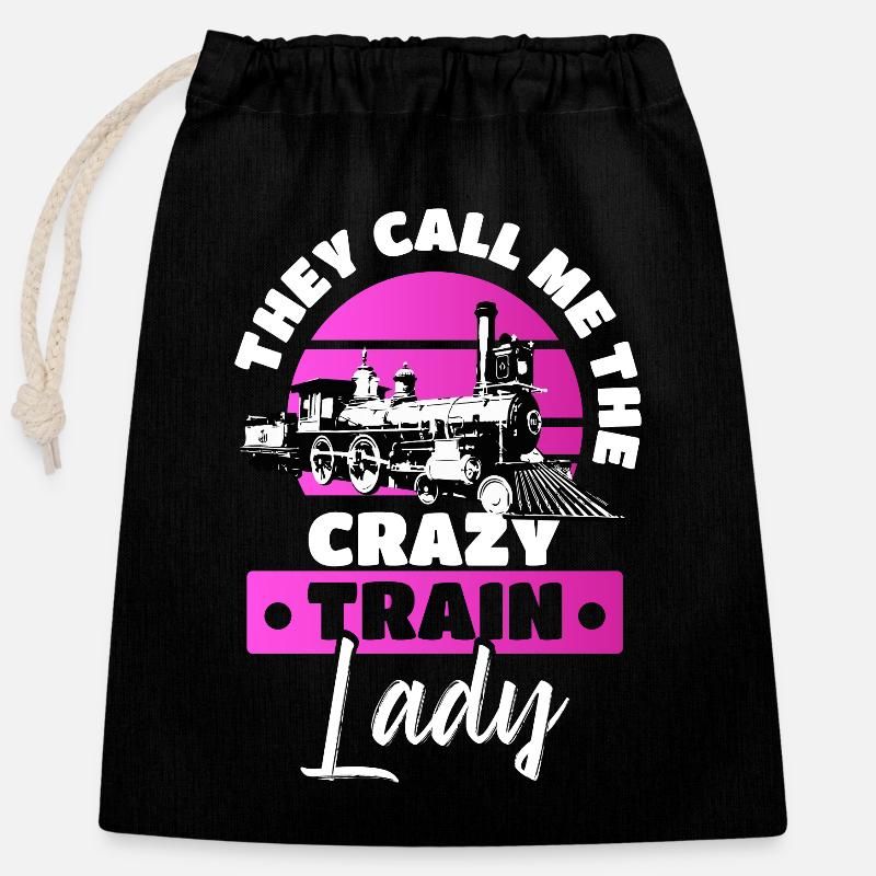 Technology Rail Crazy train driver - Closable cotton gift bag (25x30cm) - black