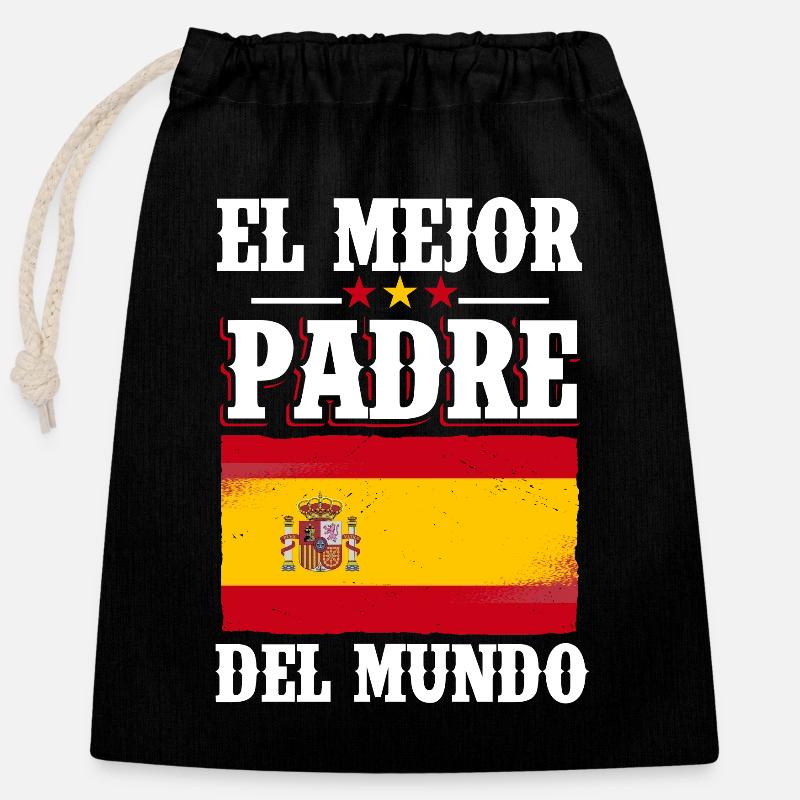 Spanish Dad Best Daddy - Closable cotton gift bag (25x30cm) - black