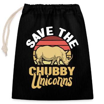 Rhino Save the Rhinos Gardiens de zoo - Sac cadeau en coton avec cordon (25 x 30 cm) - noir - Devant