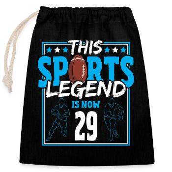 This sports legend is now 29, rugby game 29. - Closable cotton gift bag (25x30cm) - black - Front