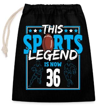 This sports legend is now 36, rugby game 36. - Closable cotton gift bag (25x30cm) - black - Front