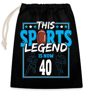 This sports legend is now 40, rugby game 40. - Closable cotton gift bag (25x30cm) - black - Front